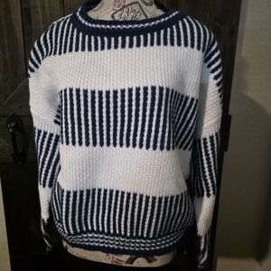 New Zaful Navy and White Knit‎ Sweater XL